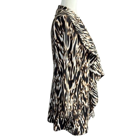 Calvin Klein Animal Print Ruffle Open Front Blazer Jacket 10 OfficeSiren MobWife - Picture 4 of 10